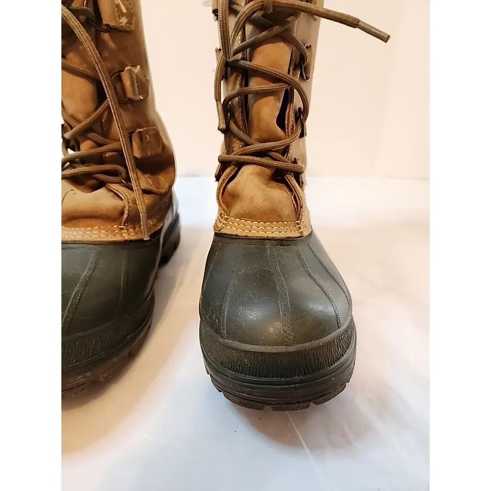 Ll Bean Mens Duck Boots Winter Insulated Size 7 Brown Leather Rubber Wool